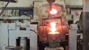 Tapping Molten Metal into Preheated Ladle